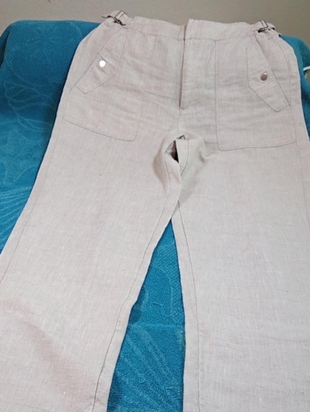 Athleta Lightweight Linen-Blend Trousers in Light Cream